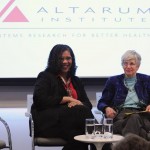 Cheryl Woodson and Muriel Gillick at Altarum Roundtable (April 13, 2012)
